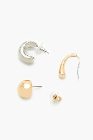 GOLD/SILVER Stud & Geo Hoop Earring Set, image 3