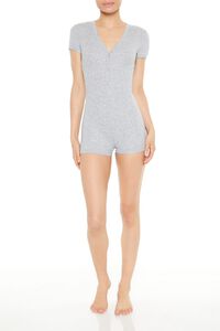 HEATHER GREY Ribbed Knit Lounge Romper, image 1