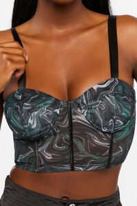 GREEN/MULTI Marble Bustier Crop Top, image 5