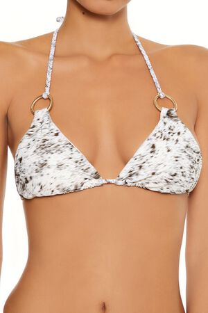 WHITE/MULTI Horse O-Ring Braided Triangle Bikini Top, image 2