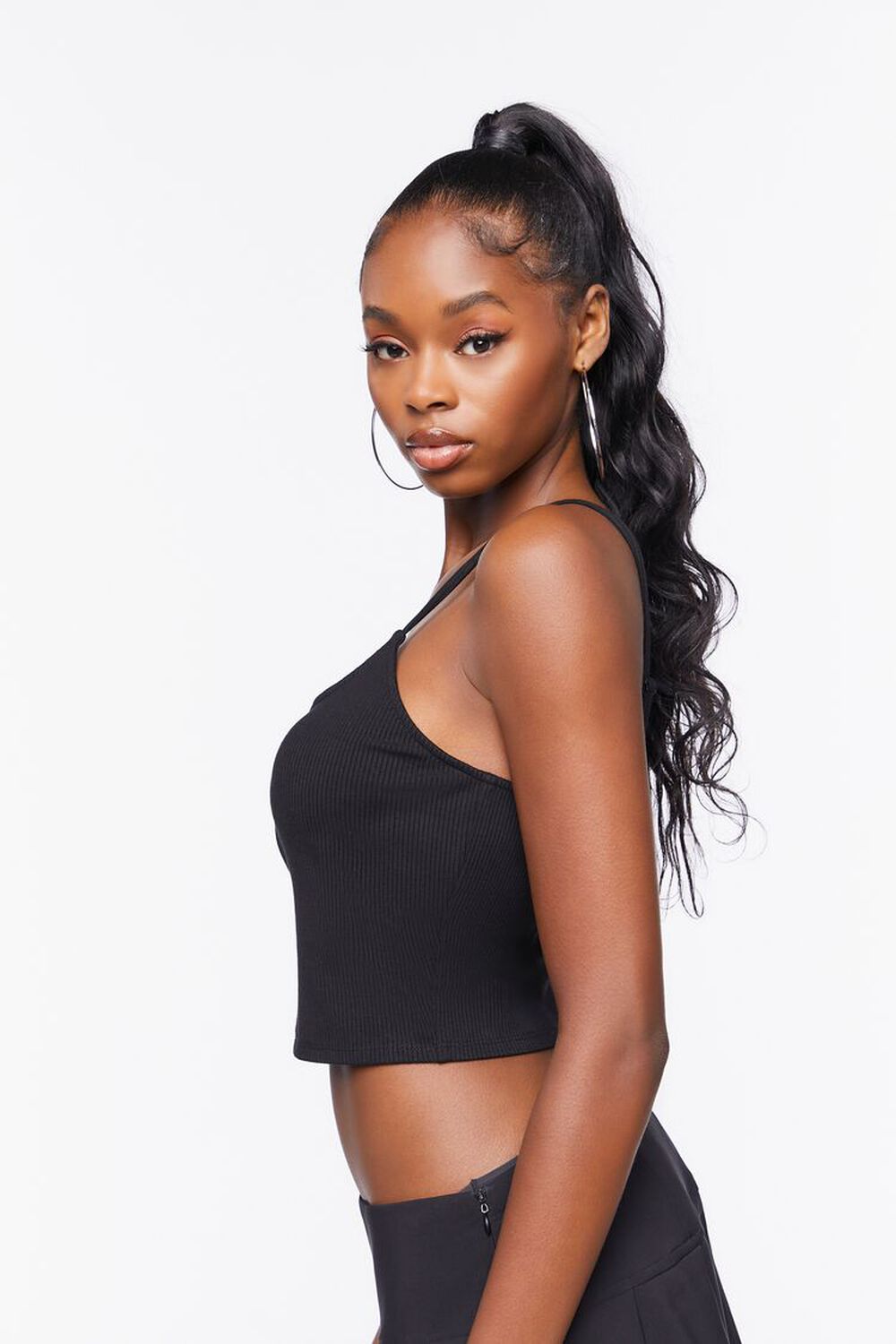 BLACK Rhinestone Heart Ladder Cutout Cami, image 3