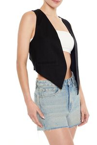 BLACK Open-Front Pointed-Hem Vest, image 4