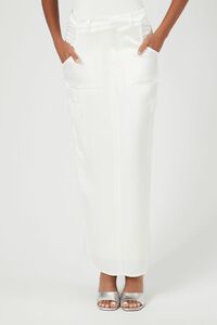 IVORY Satin Slit Midi Skirt, image 2