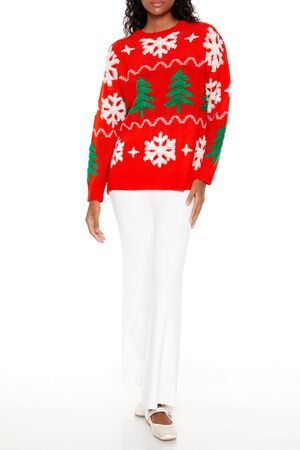 RED/MULTI Christmas Tree Fair Isle Sweater, image 2
