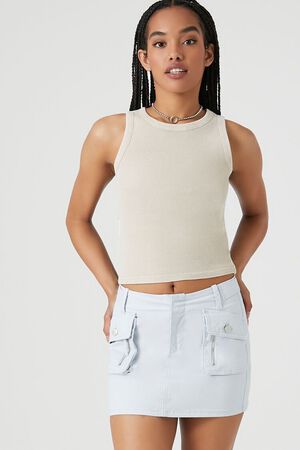 BLUE Twill Cargo Mini Skirt, image 1