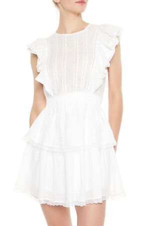 PALE BANANA Clip Dot Lace Ruffled Mini Dress, image 2