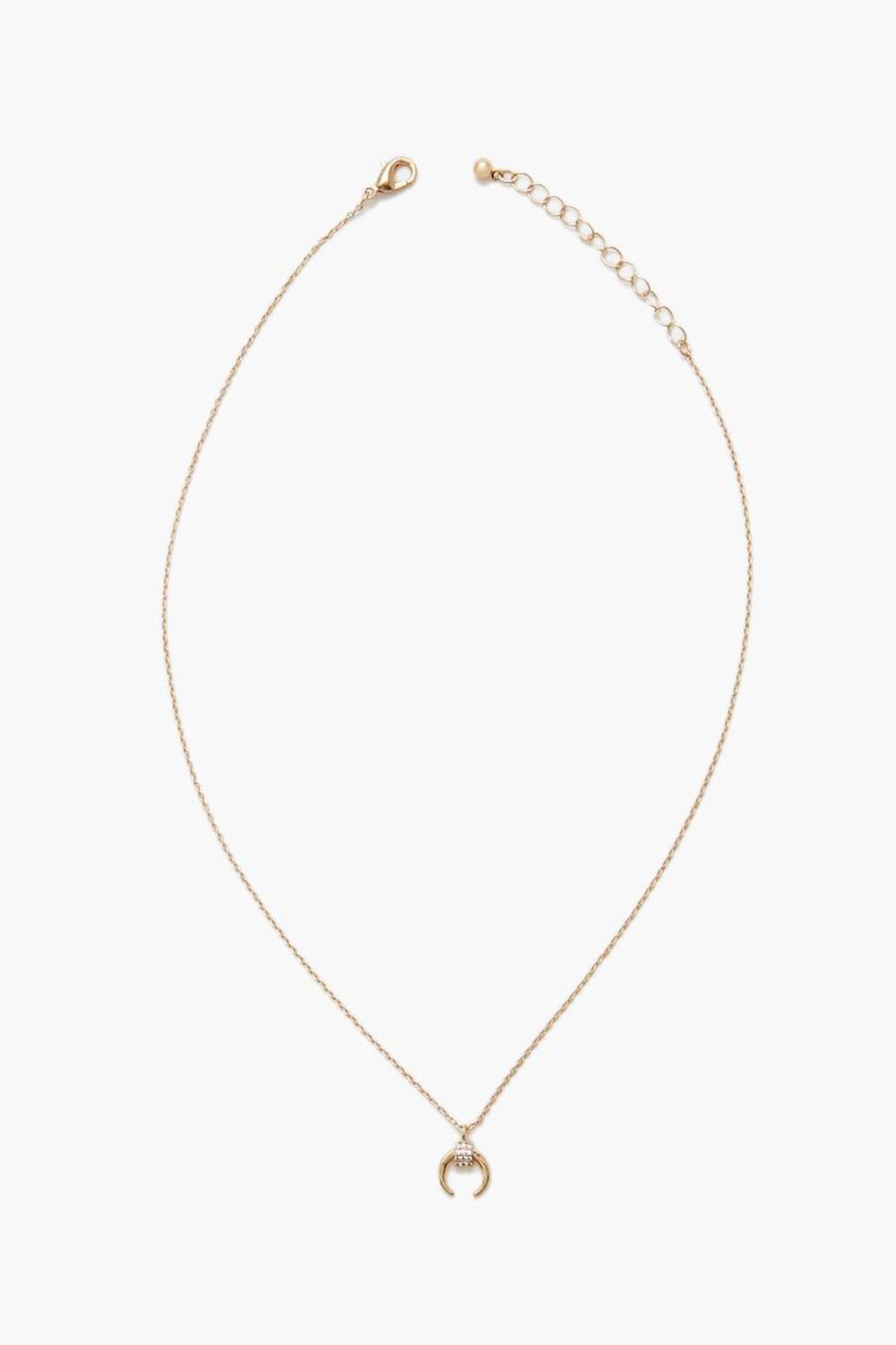 GOLD/CLEAR Rhinestone Crescent Horn Necklace, image 1