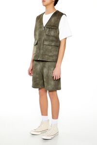 OLIVE Oil Wash Faux Suede Shorts, image 3