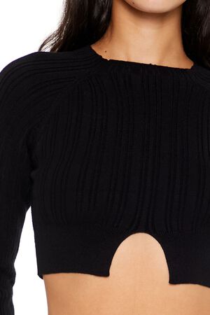 VERDANT GREEN Ribbed Cutout Sweater, image 3