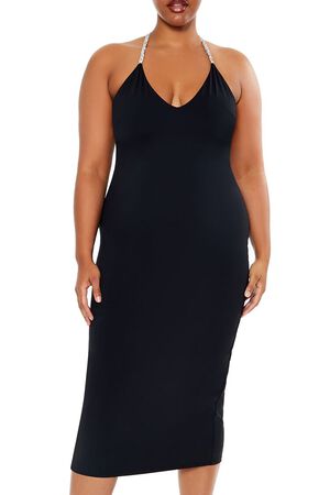 RED Plus Size Embellished Halter Maxi Dress, image 2