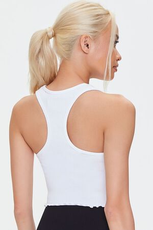 WHITE Active Seamless Lettuce-Edge Crop Top, image 3