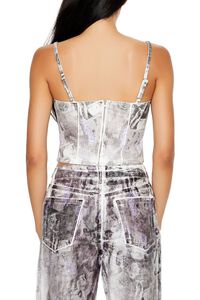 PURPLE/MULTI Abstract Print Denim Cropped Cami, image 5