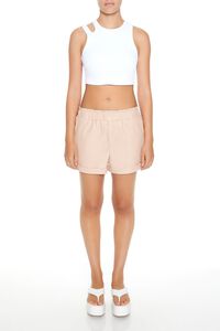 ALMOND Faux Leather High-Waist Shorts, image 1
