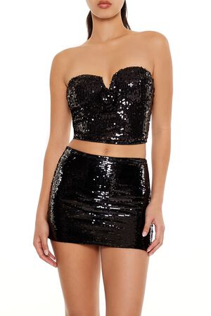 BURGUNDY Sequin Sweetheart Tube Top, image 1