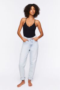 BLACK Seamless Ribbed Racerback Bodysuit, image 4