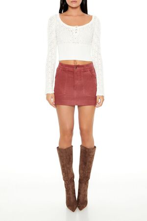 GREEN Cropped Pointelle Sweater, image 2