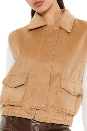 TAUPE Brushed Zip-Up Vest, image 3