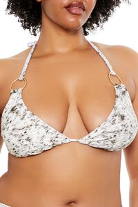 WHITE/MULTI Plus Size Horse Triangle Bikini Top, image 2