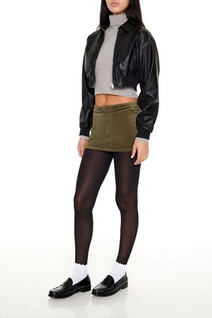 OLIVINE  Velvet Mini Skirt, image 3