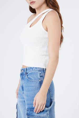 ADOBE ROSE Sweater-Knit One-Shoulder Crop Top, image 2
