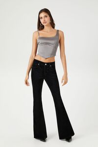 DARK GREY Satin One-Shoulder Bustier Crop Top, image 4