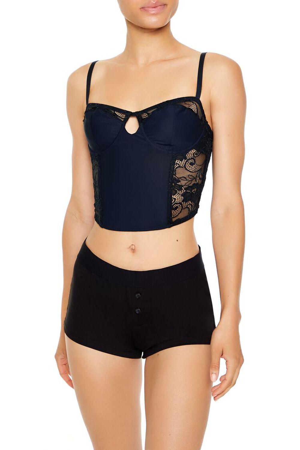 BLACK Sheer Lace Underwire Corset Bra, image 1