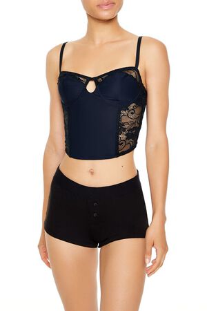 BLACK Sheer Lace Underwire Corset Bra, image 1
