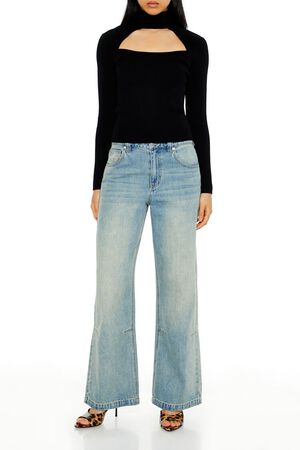 VERDANT GREEN Ribbed Cutout Sweater, image 2