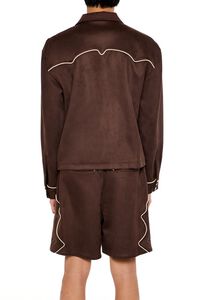 COCOA/TAUPE Geo Faux Suede Trucker Jacket, image 5