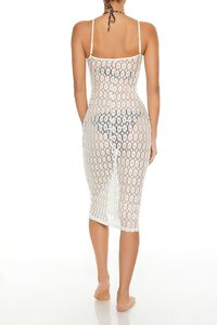 WHITE Floral Crochet Swim Cover-Up Midi Dress, image 4