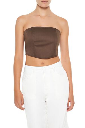 BROWN Cropped Tube Top, image 1