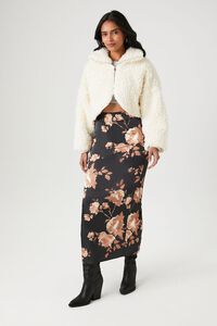 VANILLA Faux Shearling Cropped Moto Jacket, image 4