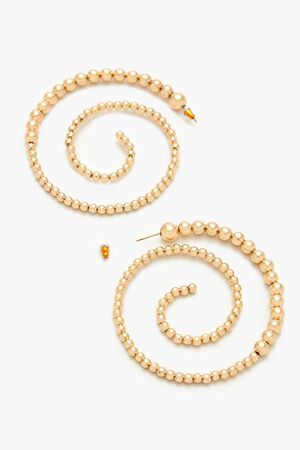 GOLD Beaded Spiral Hoop Earrings, image 3