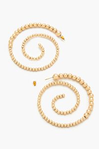 GOLD Beaded Spiral Hoop Earrings, image 3