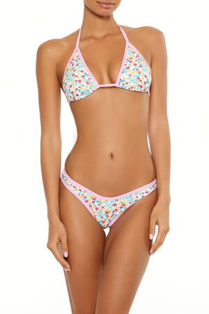 AZALEA/MULTI Bright Floral Contrast High Leg Bikini Bottoms, image 3