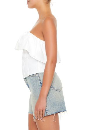 WHITE Poplin Flounce Tube Top, image 2