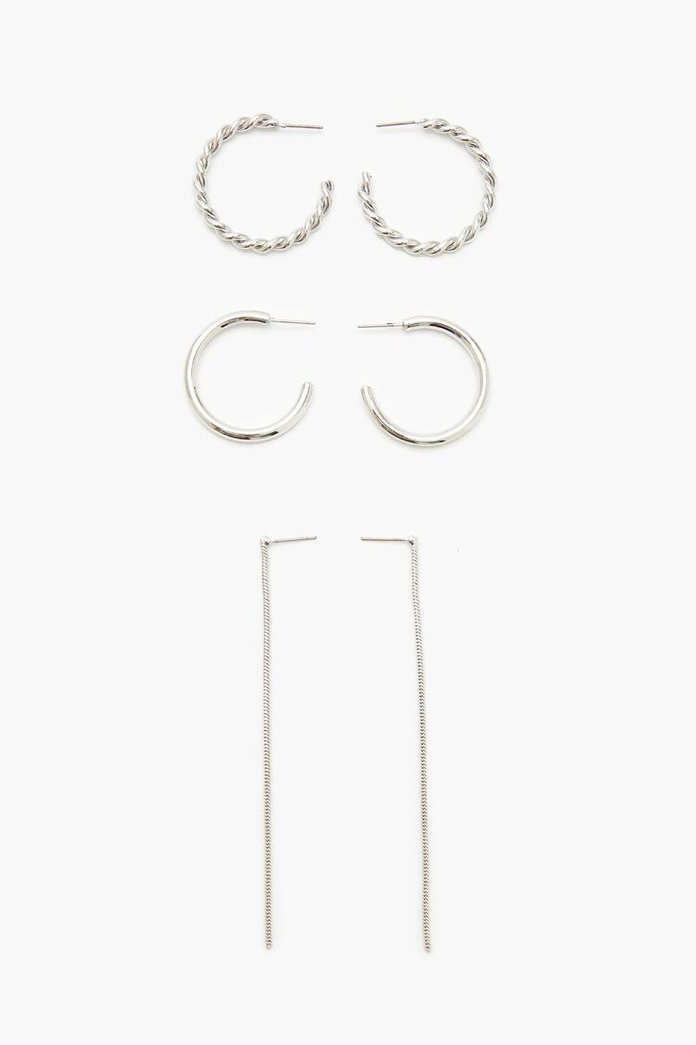 SILVER Twisted Hoop & Duster Earring Set, image 1