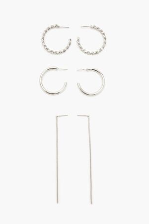 SILVER Twisted Hoop & Duster Earring Set, image 1