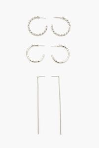 SILVER Twisted Hoop & Duster Earring Set, image 1