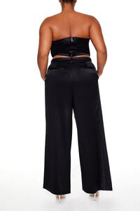 BLACK Plus Size Satin Trouser Pants, image 4