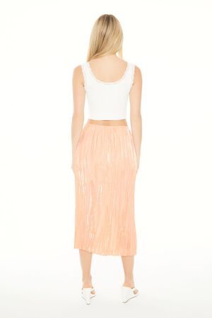 LIGHT PINK Crinkled High-Rise Midi Skirt, image 3