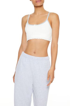 WHITE/BLUE Seamless Bow Longline Bralette, image 1