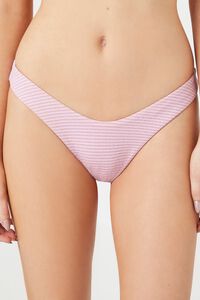 LIGHT PINK/MULTI Shimmer Cheeky Striped Bikini Bottoms, image 2