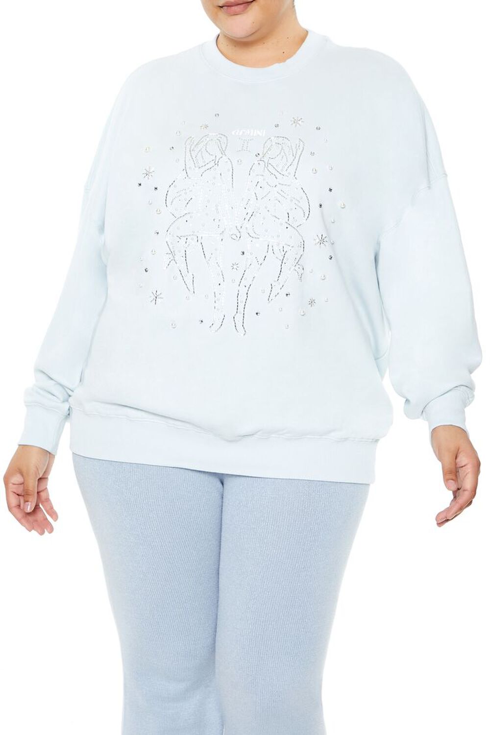 LIGHT BLUE/MULTI Plus Size Beaded Gemini Pullover, image 1