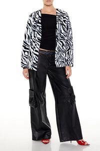 BLACK/WHITE Zebra Print Faux Fur Coat, image 2