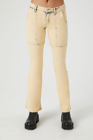 YELLOW Bleach Wash Flare Jeans, image 1