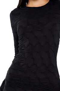 BLACK Textured Bell-Sleeve Mini Dress, image 5