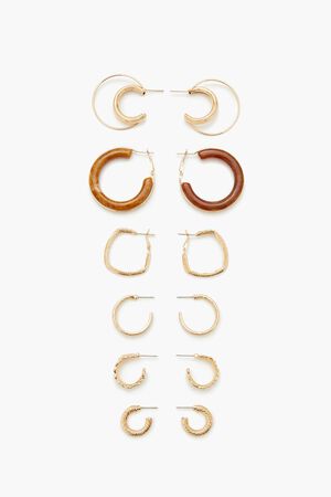 GOLD Faux Stone Hoop Earring Set, image 1