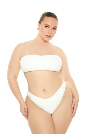 IVORY Plus Size Crochet Bikini Bottoms, image 1
