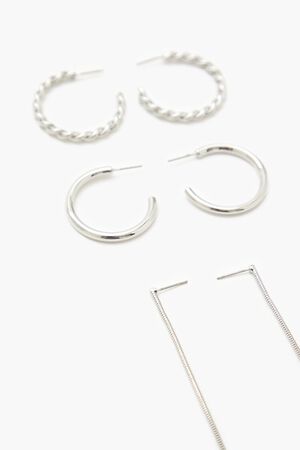 SILVER Twisted Hoop & Duster Earring Set, image 2